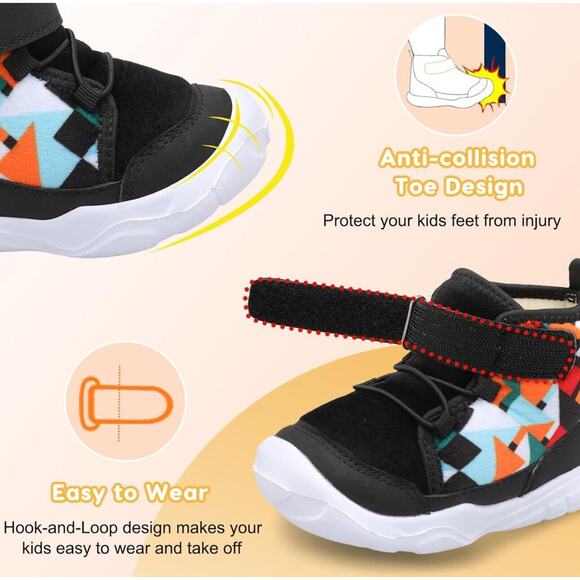 JOINFREE Toddler Boys Girls Warm Winter Boots Non-Slip Lightweight Black 5.5T - Picture 4 of 15